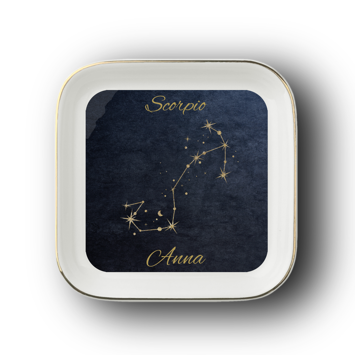 Scorpio Zodiac Jewelry Dish, Gold Constellation Trinket Tray, Astrology Gift for Scorpio, Ceramic Ring Holder, Birthday Gift for Her