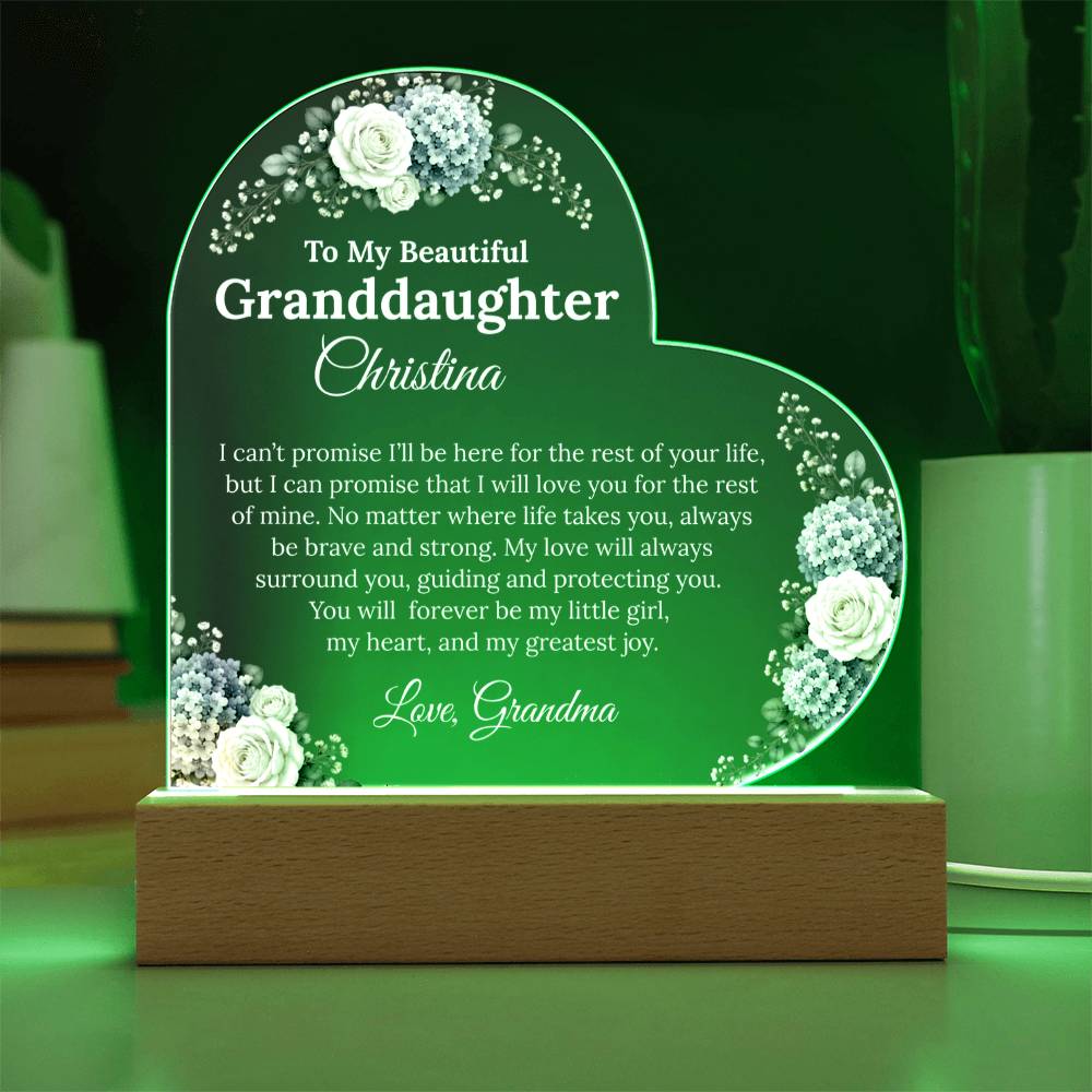 Granddaughter Lighted Acrylic Heart Plaque Gift