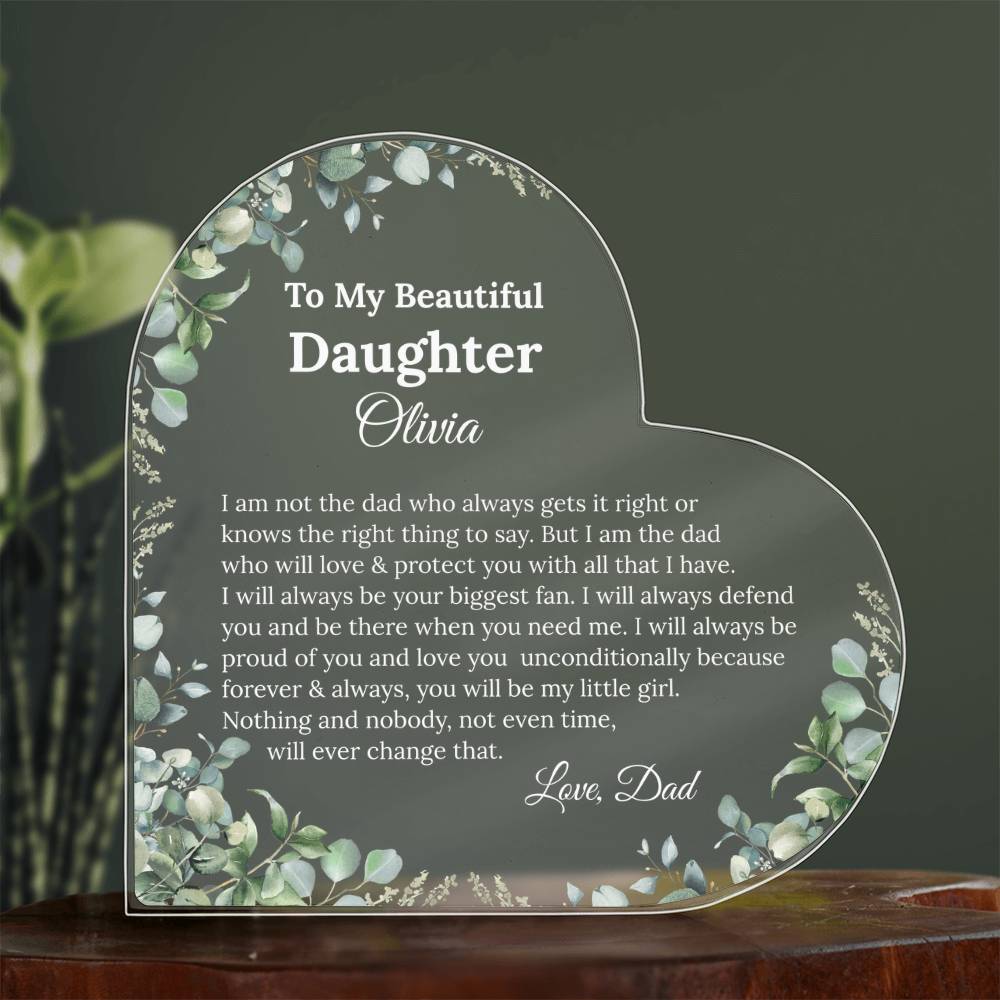 Personalized Daughter Heart Plaque, Father to Daughter Gift,