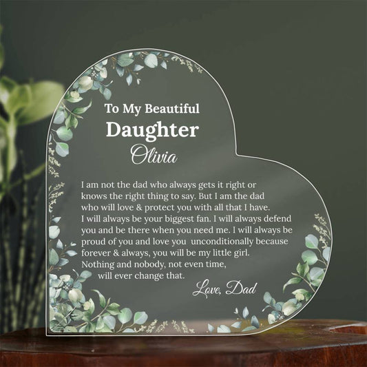 Personalized Daughter Heart Plaque, Father to Daughter Gift,