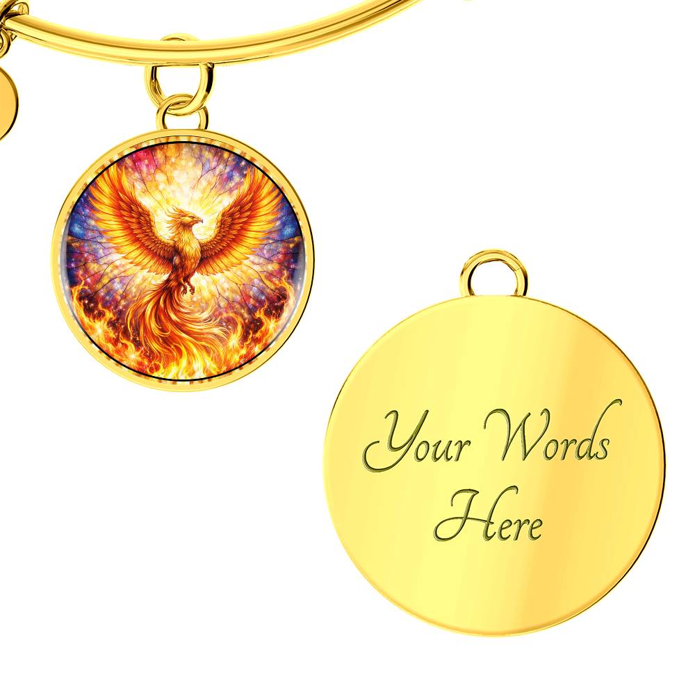 Rising Phoenix Personalized Engraved Necklace Bracelet or Keychain