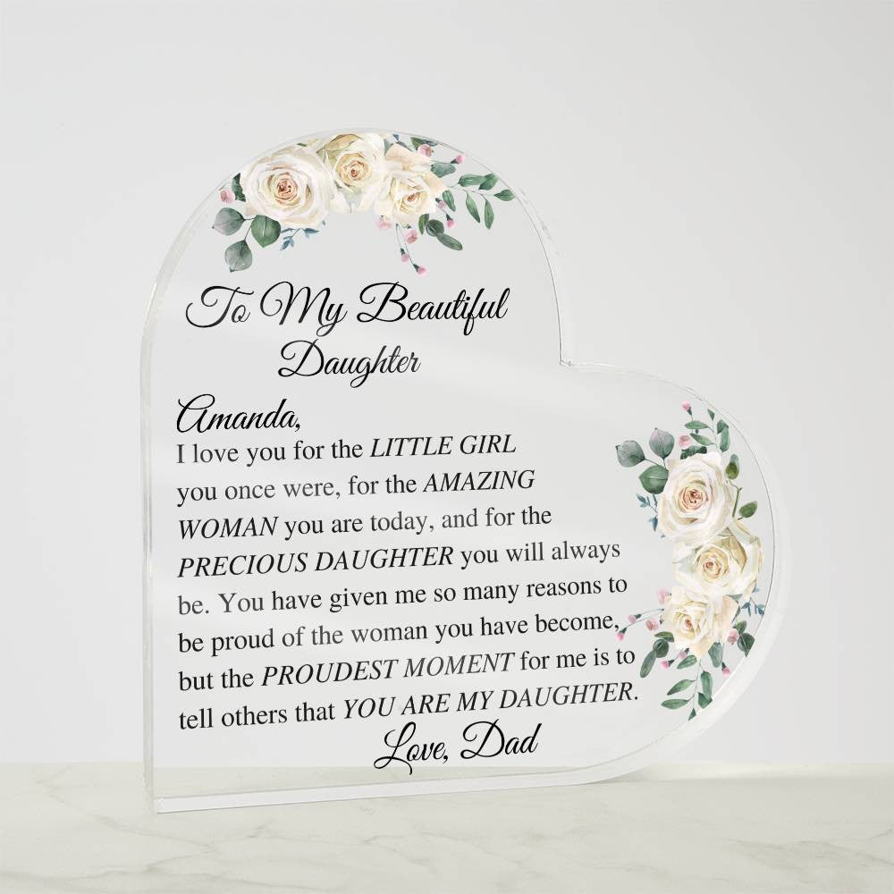 Daughter Acrylic Heart Plaque-[Heartfelt Family Gift]