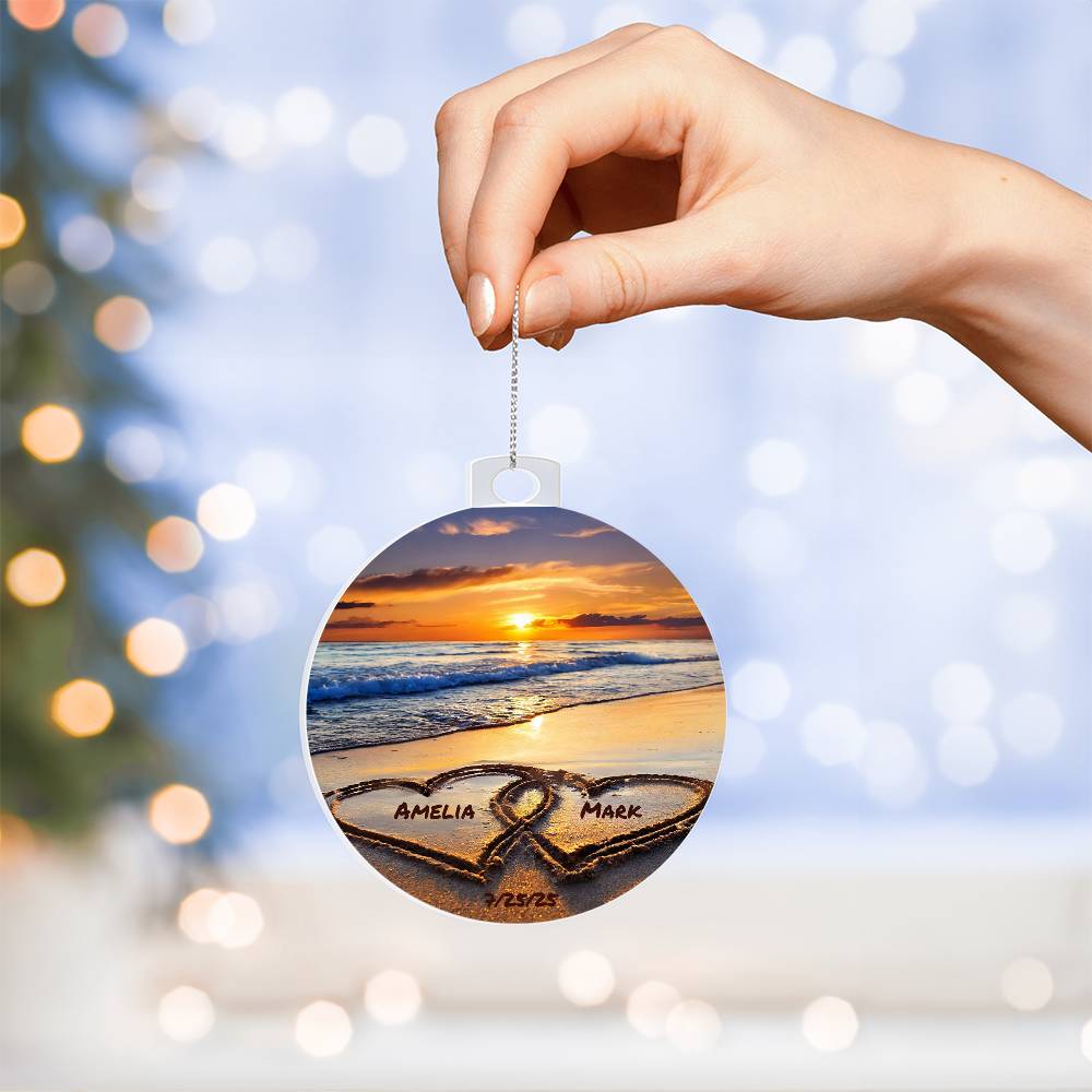 Custom Anniversary Beach Ornament