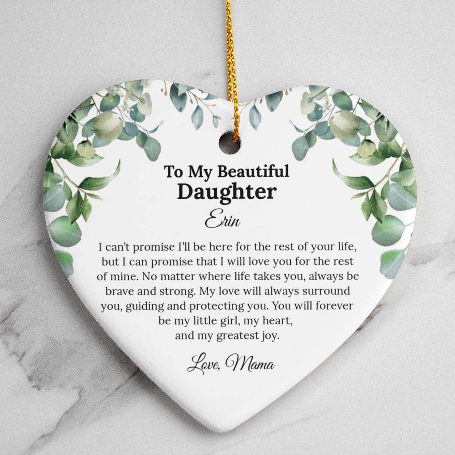 Daughter Ceramic Heart Ornament