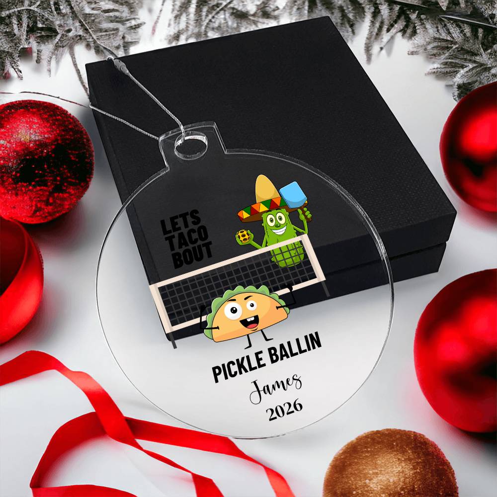 Funny PIckleball Acrylic Christmas Ornament