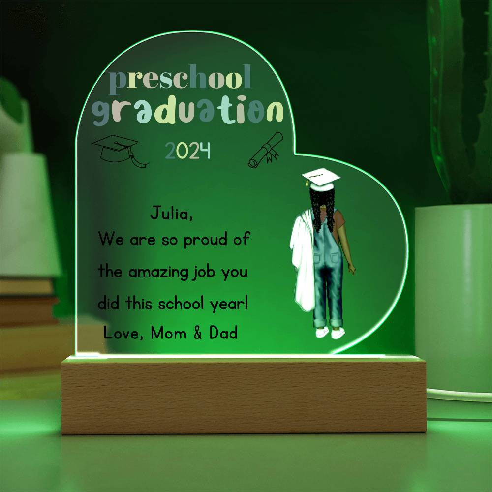 Preschool Graduation Acrylic Heart Plaque-[Heartfelt Family Gift]