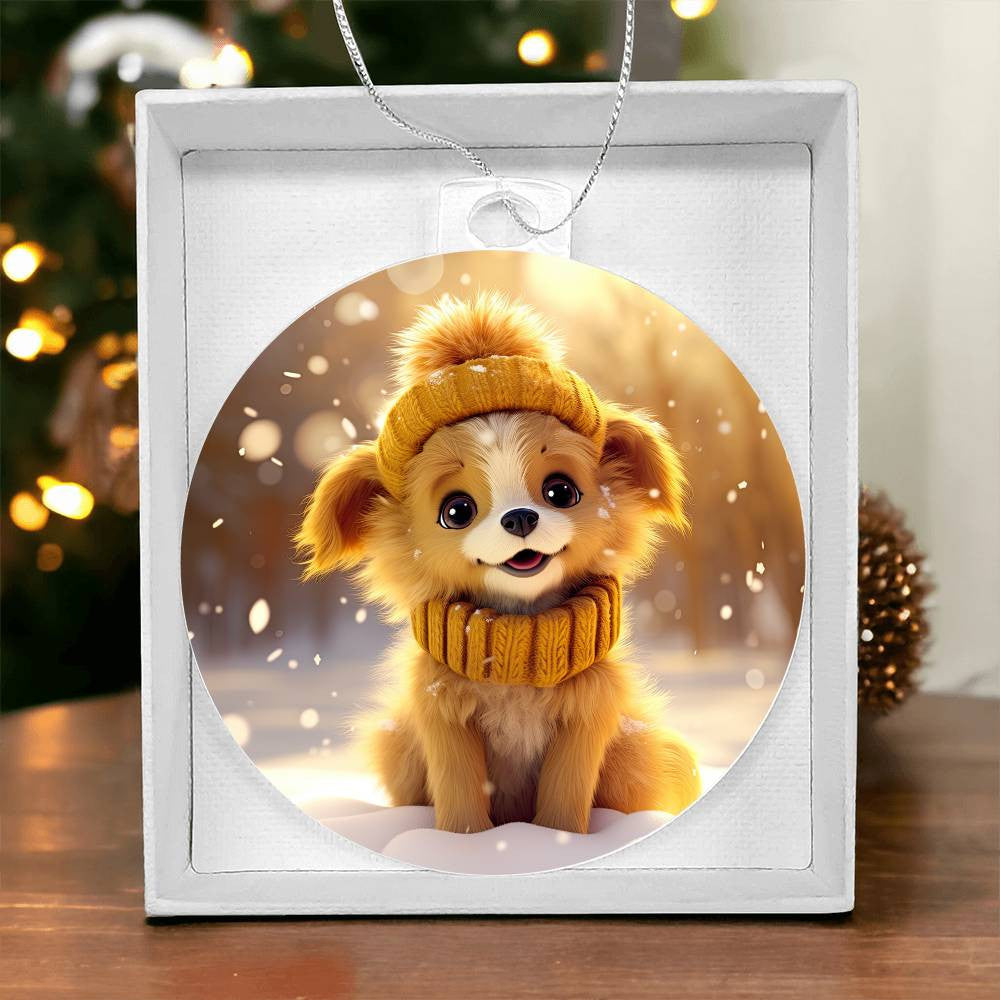 Cute Puppy Acrylic Christmas Ornament-[Heartfelt Family Gift]