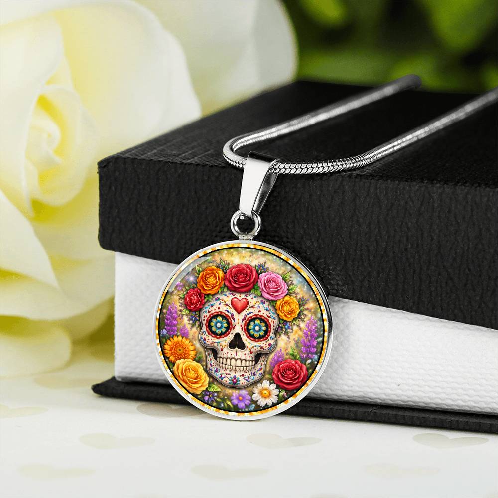 Sugar Skull Personalized Engraved Necklace Bracelet or Keychain