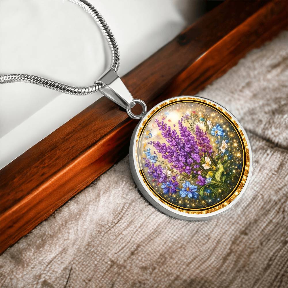 Lavender Flowers Personalized Engraved Necklace Bracelet or Keychain