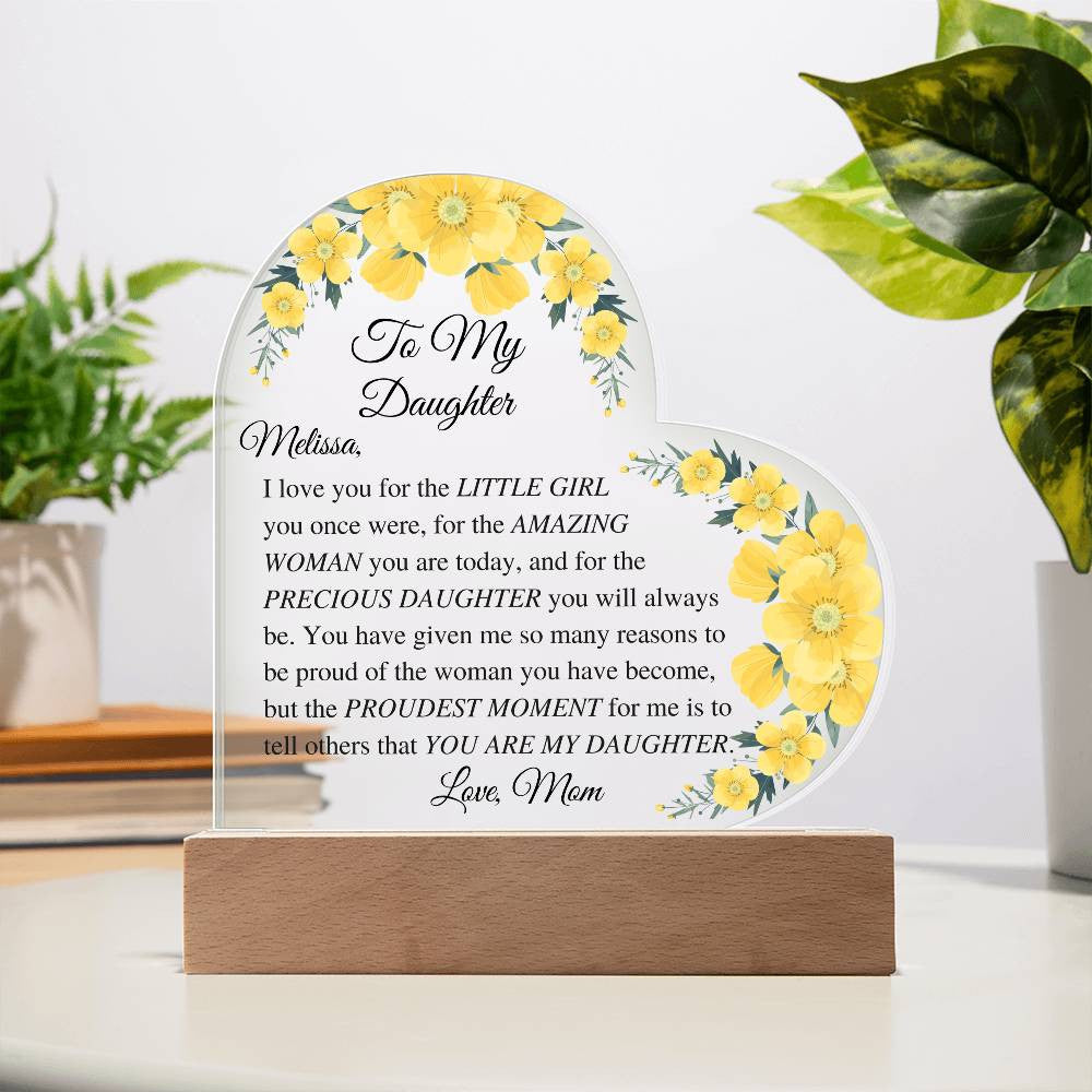 Daughter Acrylic Heart Plaque-[Heartfelt Family Gift]