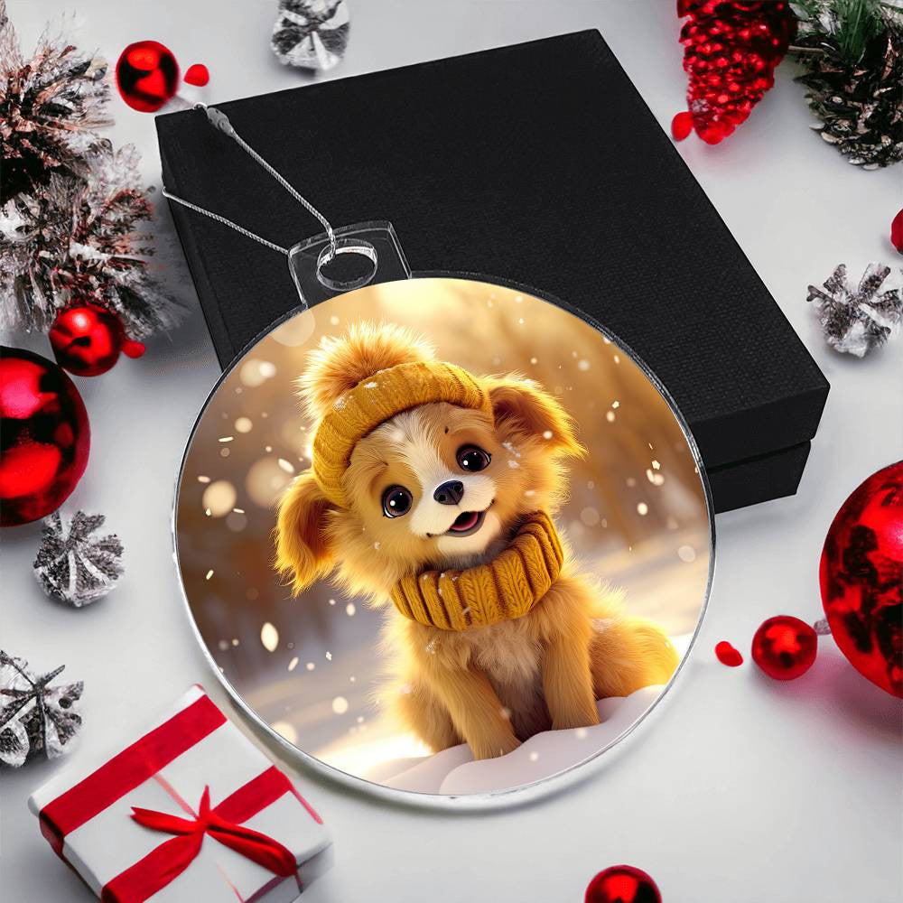 Cute Puppy Acrylic Christmas Ornament-[Heartfelt Family Gift]