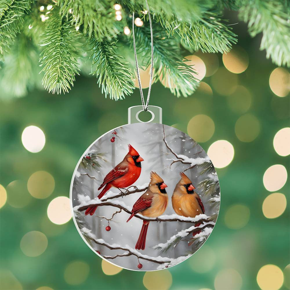 Cardinal Ornament, Print Cardinal Ornament, Christmas Tree Decorations, Acrylic Cardinal Christmas Ornament, Cardinal Christmas Ornament-[Heartfelt Family Gift]