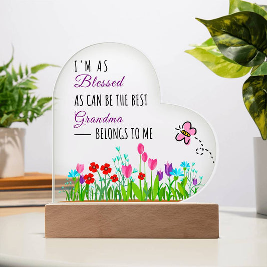 Best Grandma Acrylic Heart Plaque-[Heartfelt Family Gift]