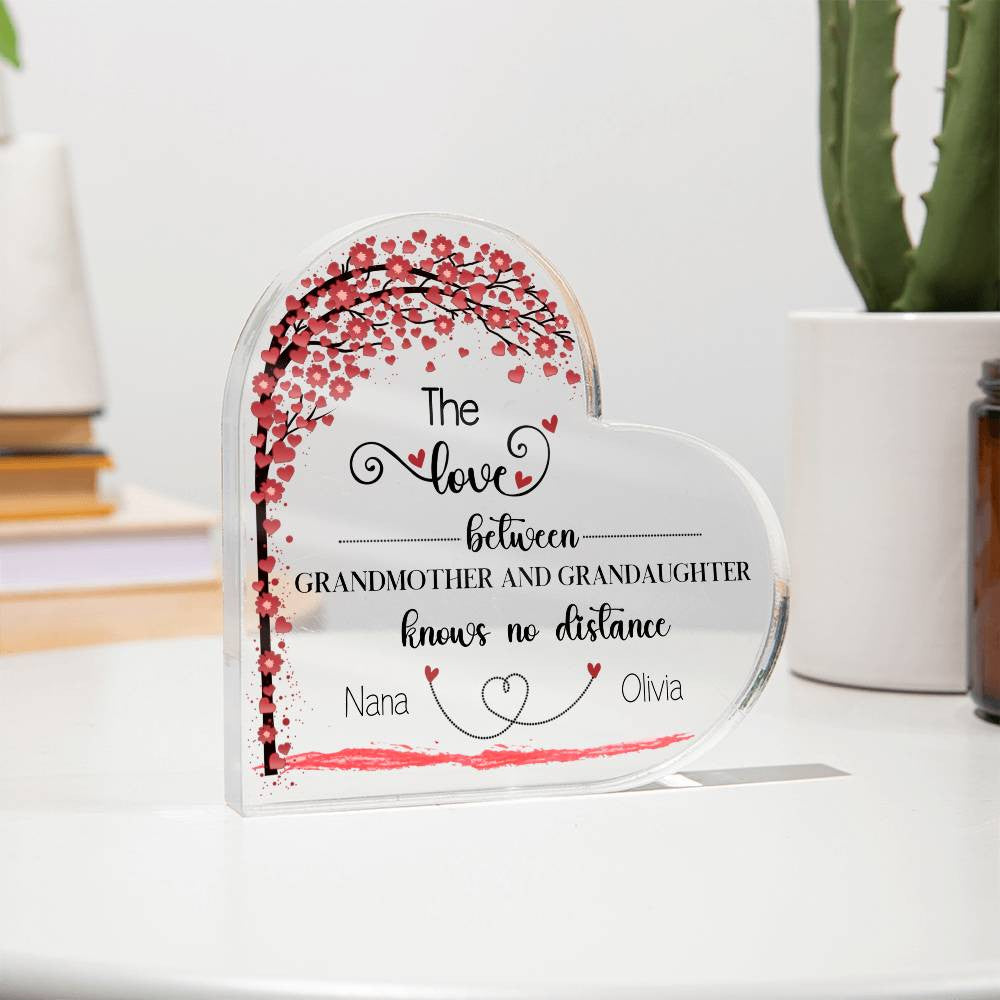 Grandma Granddaughter Distance Heart Plaque-[Heartfelt Family Gift]