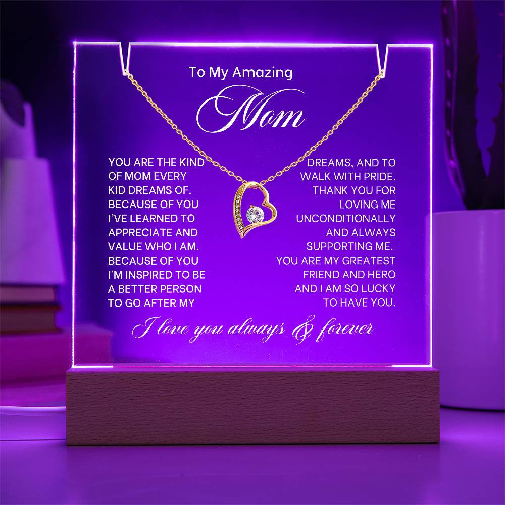Mom Lighted Jewelry Holder with Necklace Gift Set-[Heartfelt Family Gift]