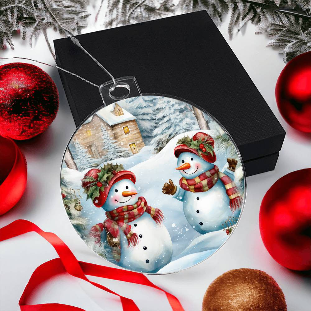 Snowmen Acrylic Christmas Ornament-[Heartfelt Family Gift]
