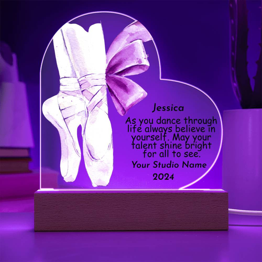 Personalized Dance Gift for Recital or Senior Year Acrylic Heart Plaque-[Heartfelt Family Gift]