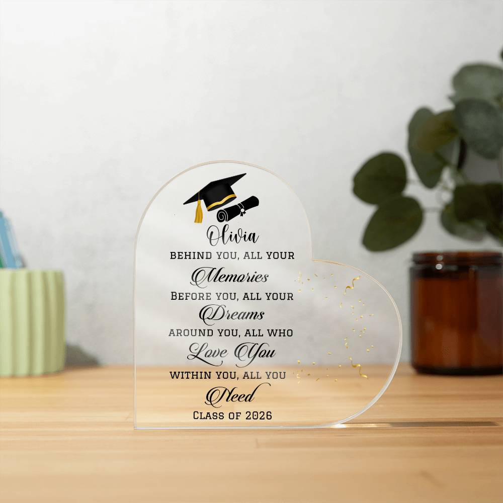 Class of 2026 Graduation Gift Acrylic Heart Plaque