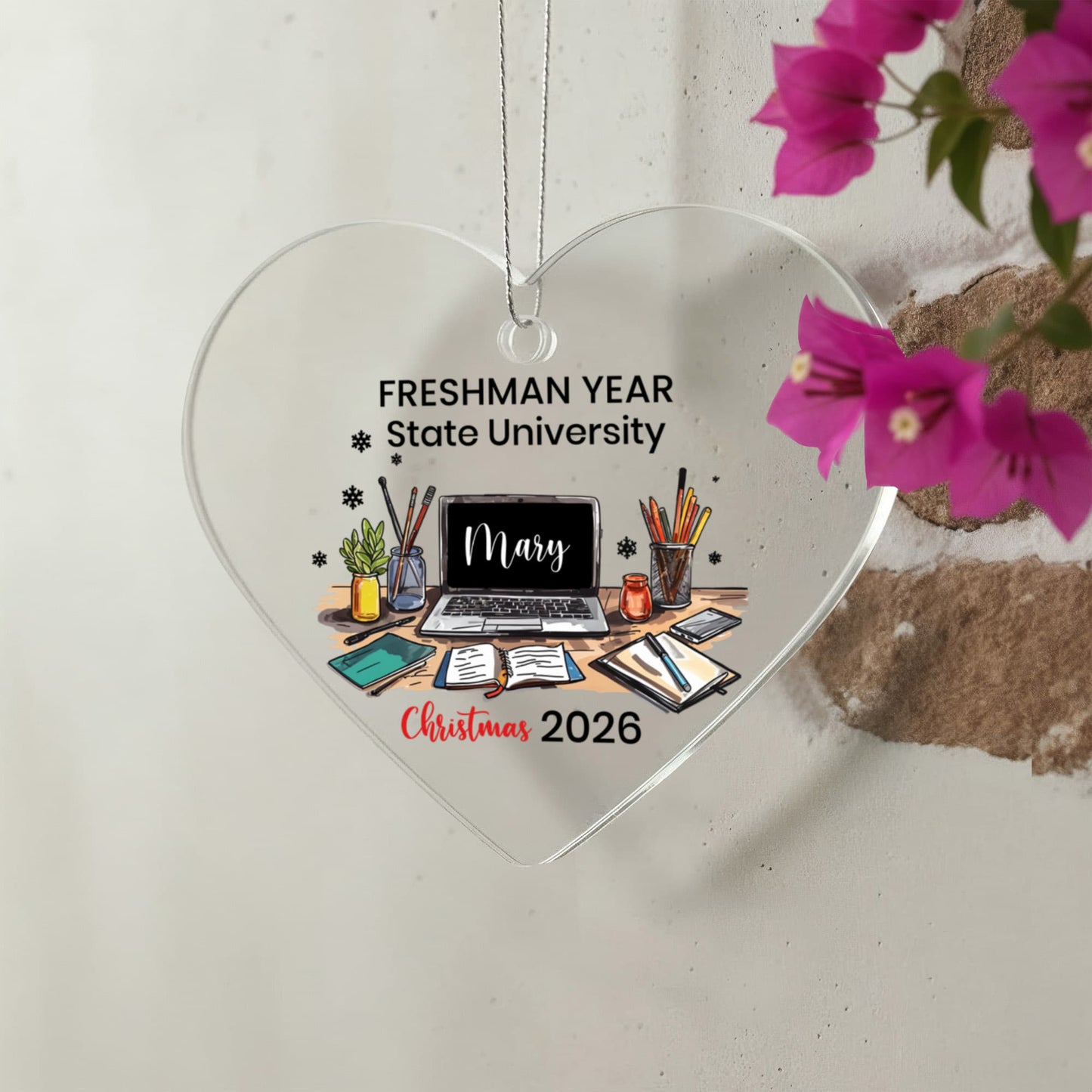 Freshman Year of College Acrylic Heart Ornament