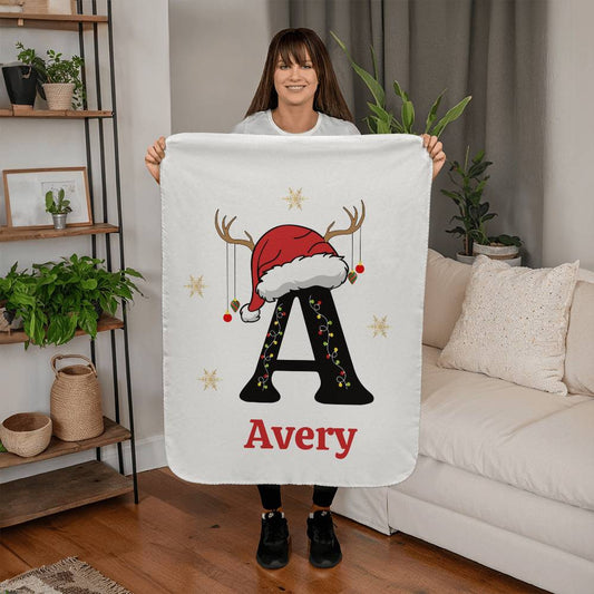 Custom INitial Name Sherap Fleece Blanket-[Heartfelt Family Gift]