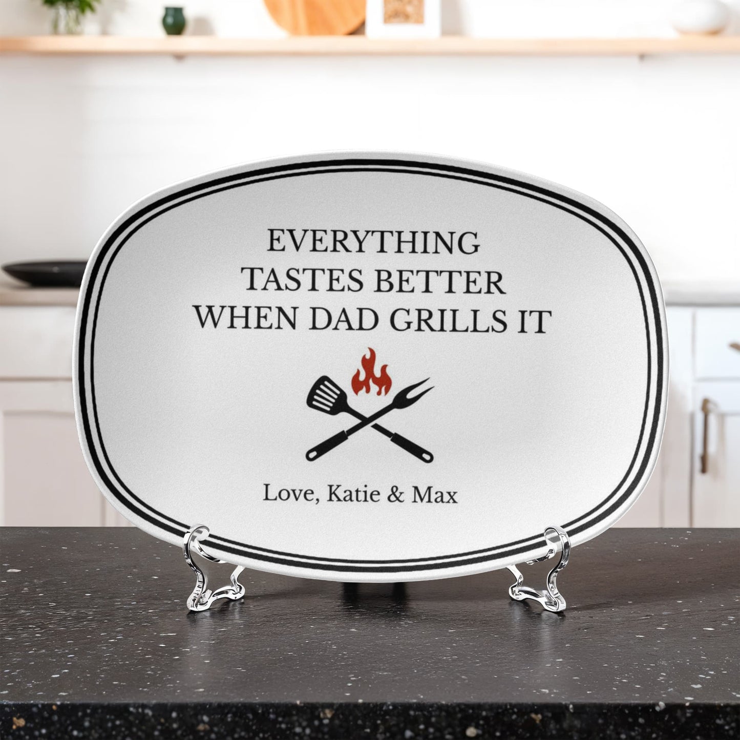 Personalized Dad's Grilling Plate, Custom BBQ Platter, Gift for Grill Master Dad, Father's Day Present, Birthday Gift