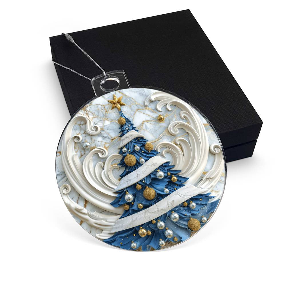 Blue Christmas Tree Acrylic Christmas Ornament-[Heartfelt Family Gift]