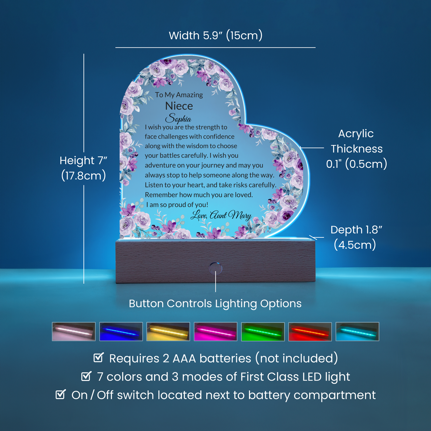 Niece Personalized LED  Heart Plaque