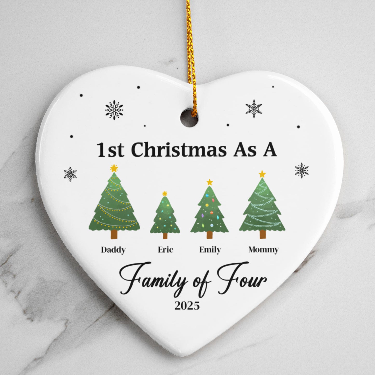 1st Christmas As  Family of Four Ornament