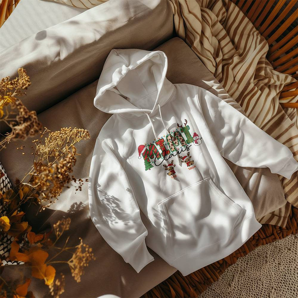 Personalized Mimi Claus Hooded Sweatshirt in Black or White-[Heartfelt Family Gift]