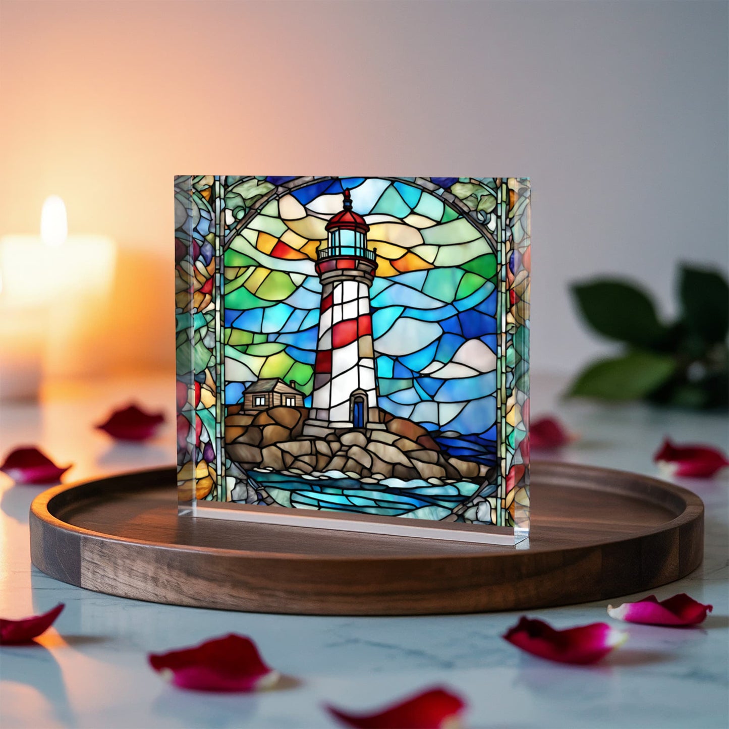 Lighthouse Stained Glass Acrylic Decor