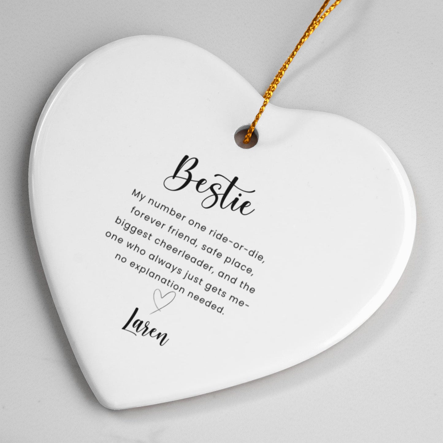 Bestie Ceramic Heart Ornament