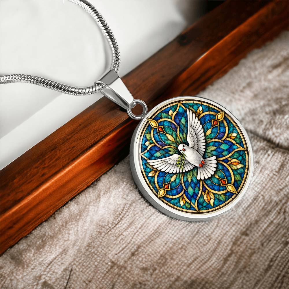 Dove Holy Cross Necklace, Personalized Spiritual Pendant, Memorial Jewelry, Religious Faith Gifts