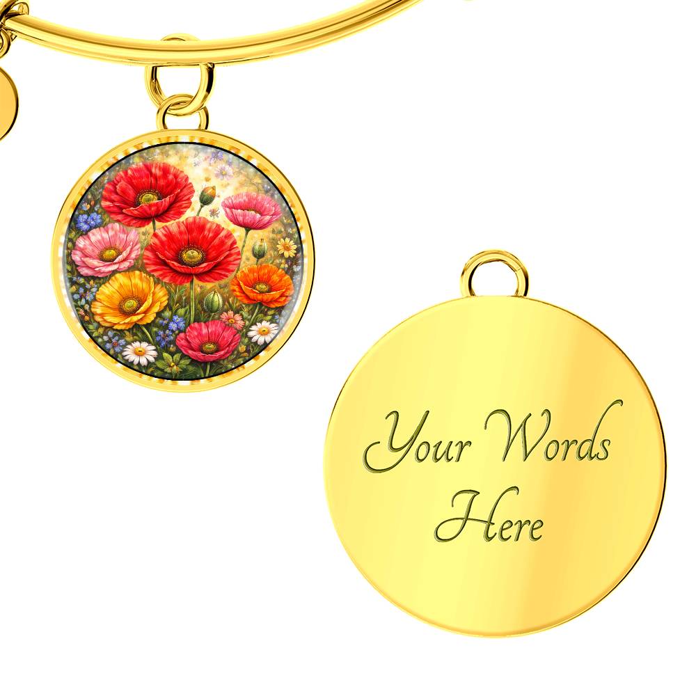 Personalized Peony Flowers Engraved Necklace Bracelet or Keychain
