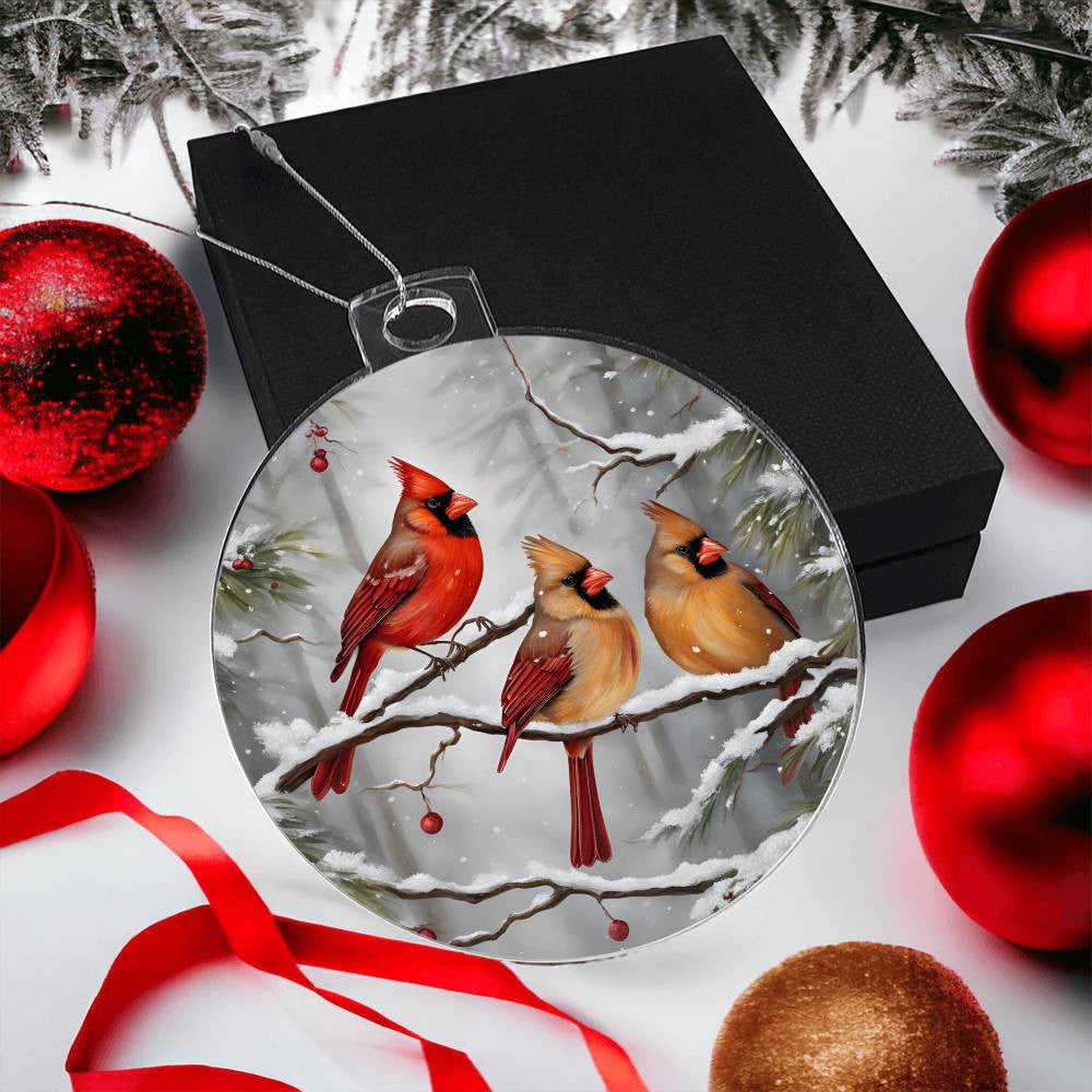 Cardinal Ornament, Print Cardinal Ornament, Christmas Tree Decorations, Acrylic Cardinal Christmas Ornament, Cardinal Christmas Ornament-[Heartfelt Family Gift]