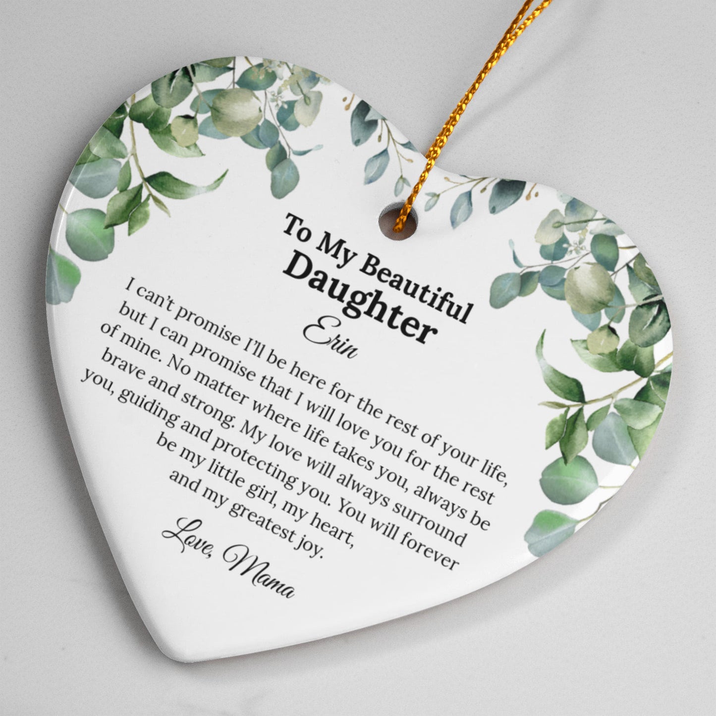 Daughter Ceramic Heart Ornament