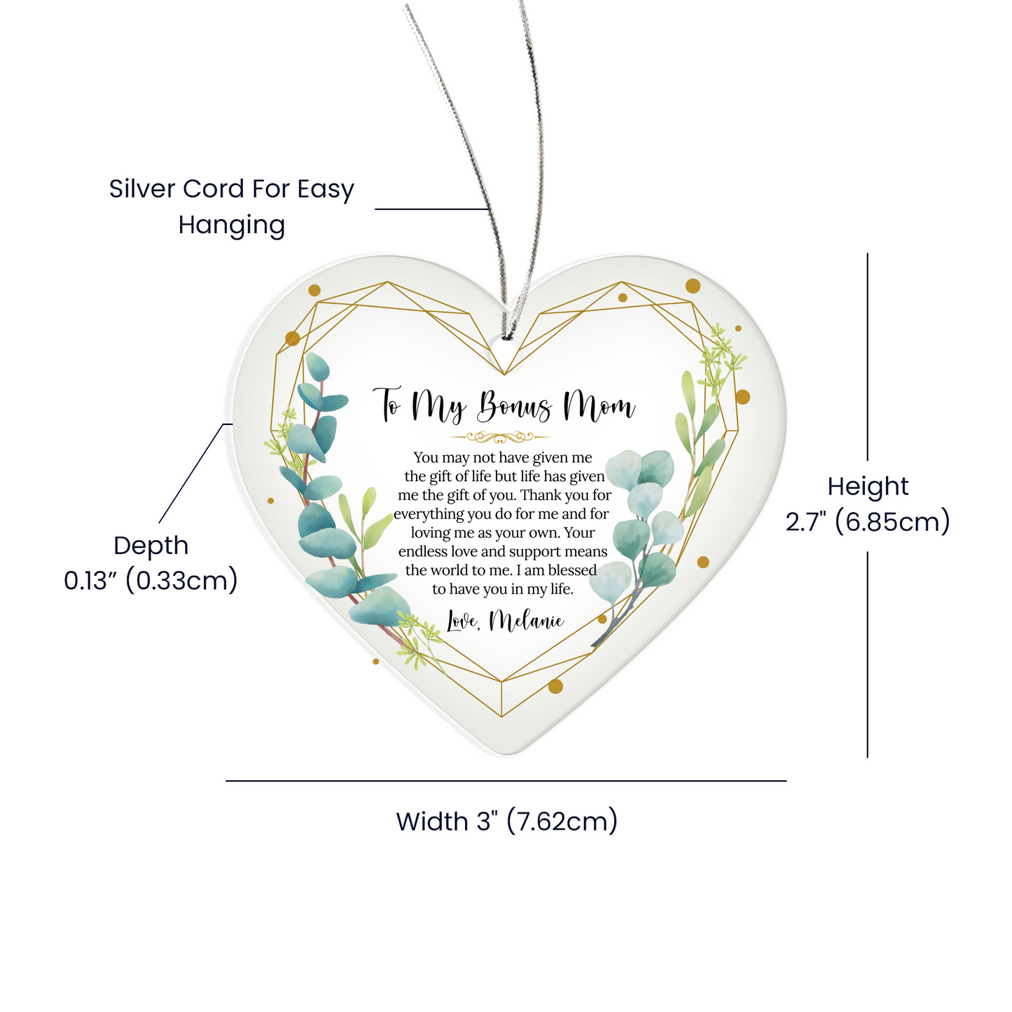 To My Second Mom Ceramic Heart Ornament