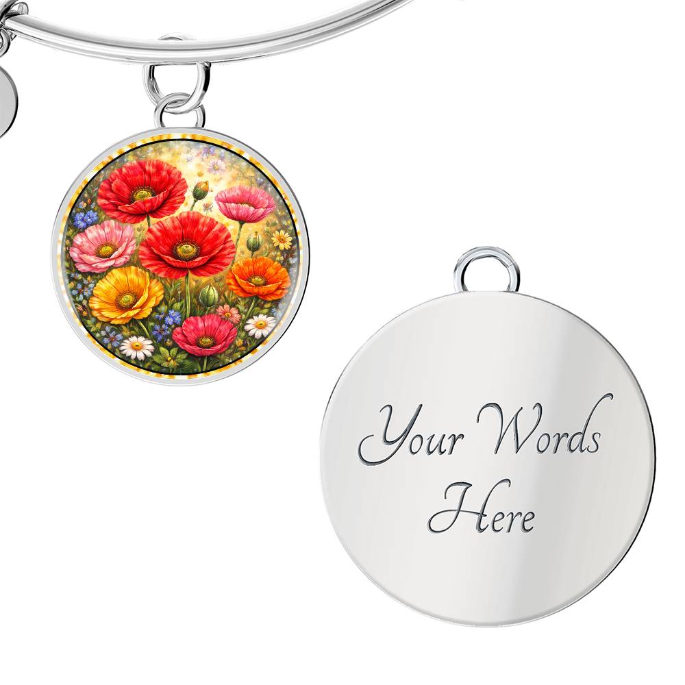 Personalized Peony Flowers Engraved Necklace Bracelet or Keychain