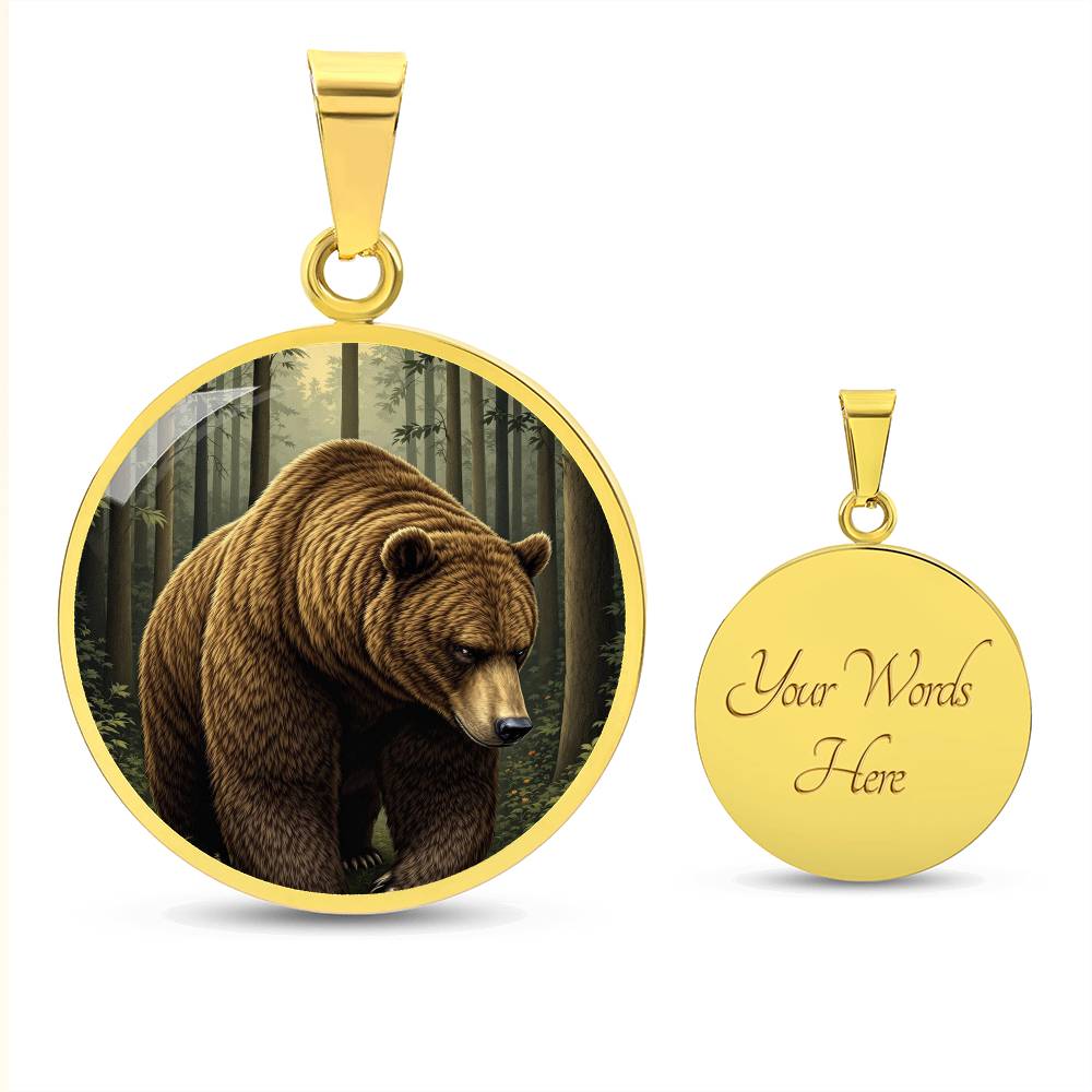 Personalized Brown Bear Pendant Necklace