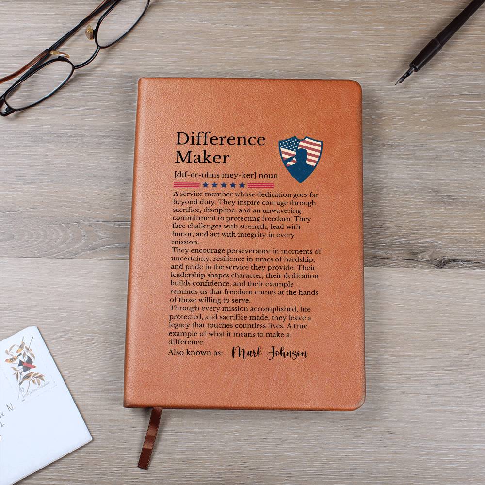 Veteran Journal Gift, Personalized Vegan Leather Notebook, Inspiring Daily Planner, Unique Gift for Veterans, Military Keepsake