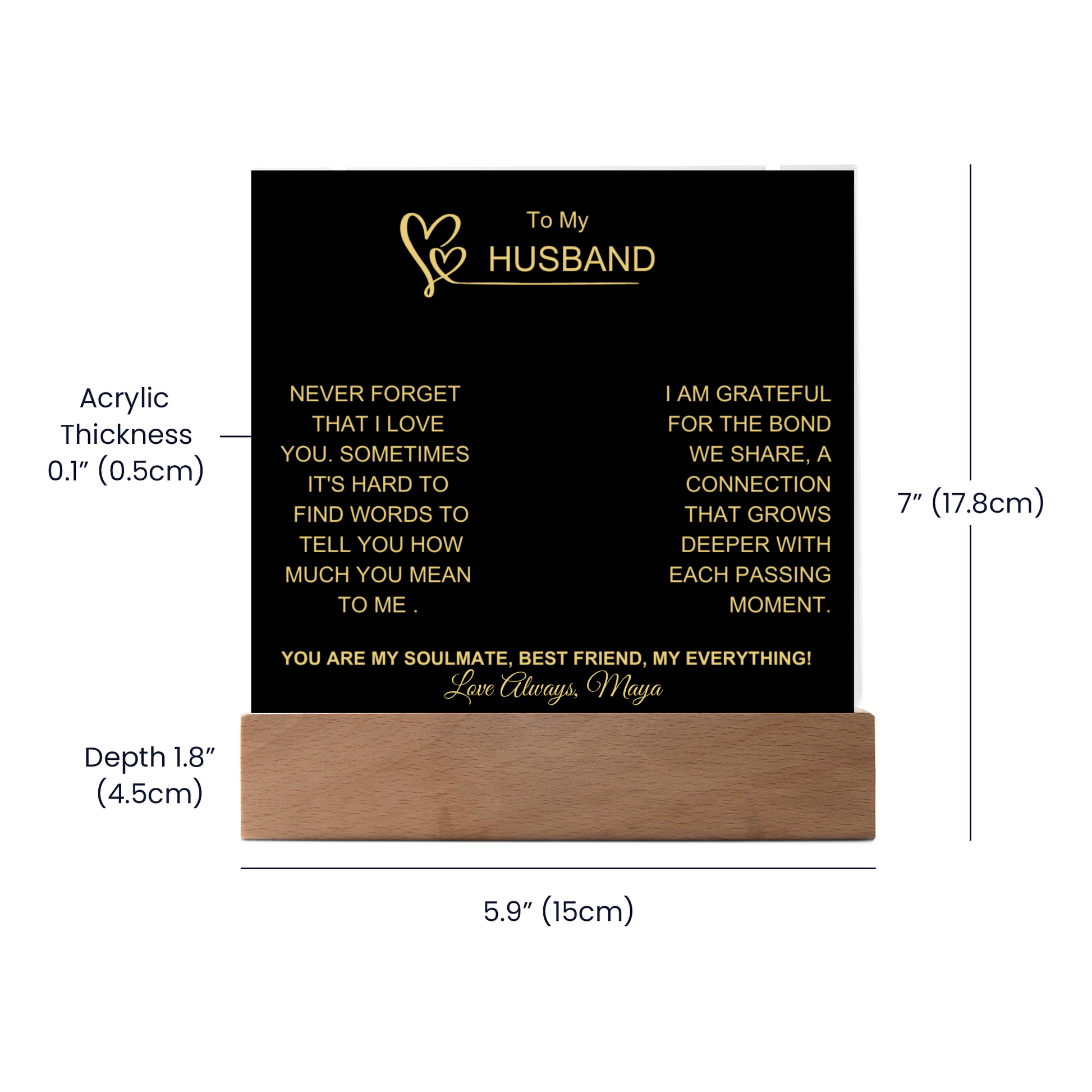 Husband LED Plaque and Cross Necklace Gift Set-[Heartfelt Family Gift]