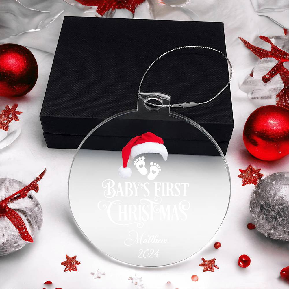 Baby 1st Christmas Santa Hat Acrylic Ornament-[Heartfelt Family Gift]