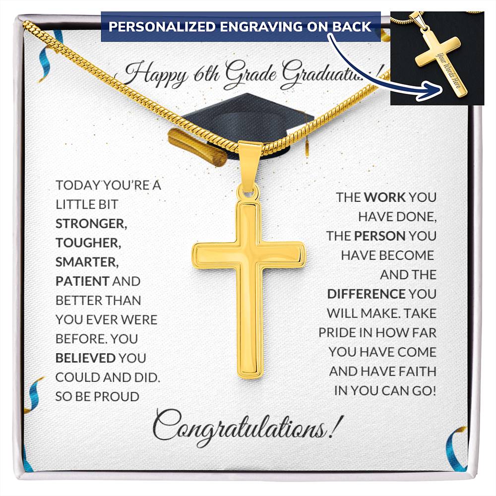 6th Grade Graduation Personalized Cross Necklace