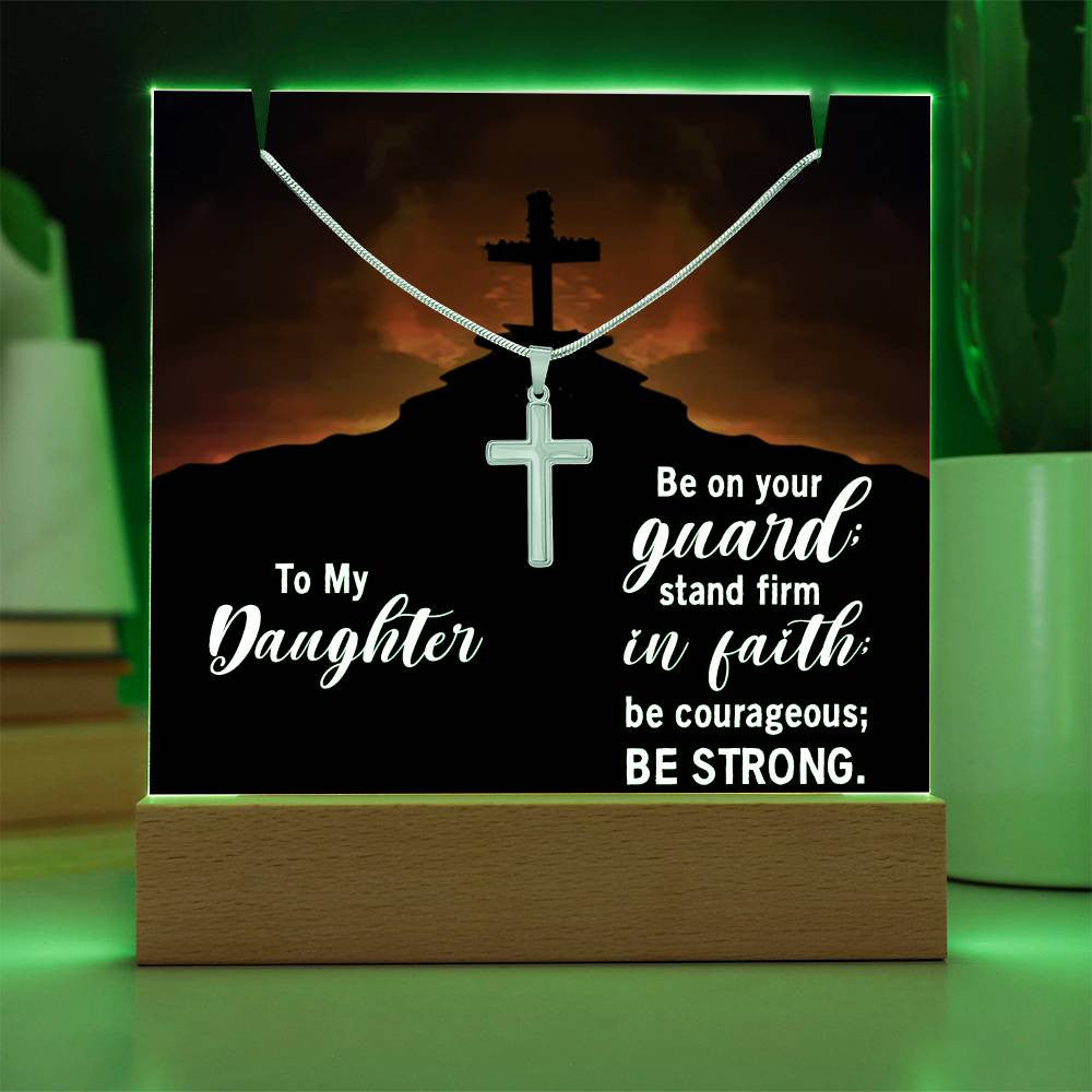 Daughter Stand Firm Religious Plaque & Cross Gift Set-[Heartfelt Family Gift]