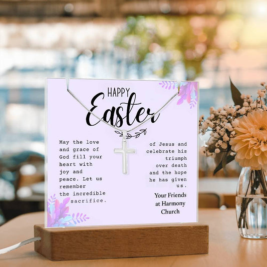 Easter Gift - Cross Necklace & Easter Sign Gift Bundle