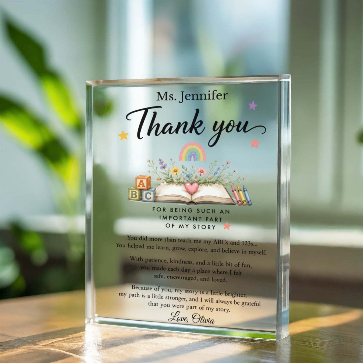 Preschool Kindergarten Teacher Thank You Appreciation Gift