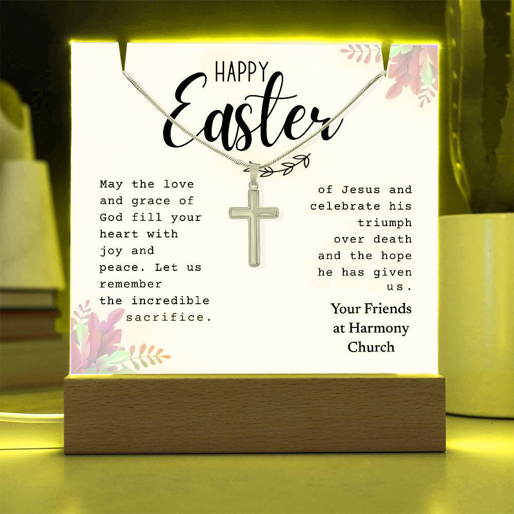 Easter Gift - Cross Necklace & Easter Sign Gift Bundle