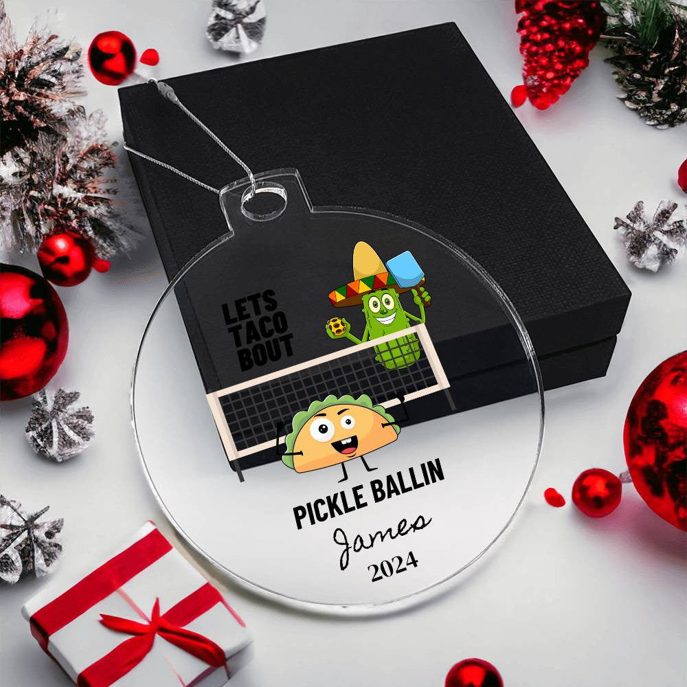 Funny PIckleball Acrylic Christmas Ornament-[Heartfelt Family Gift]