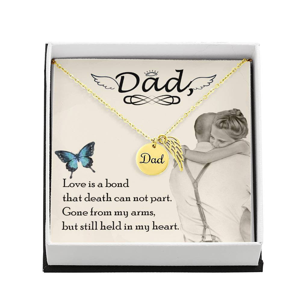Dad Memorial Necklace Angel Wing Charm-[Heartfelt Family Gift]