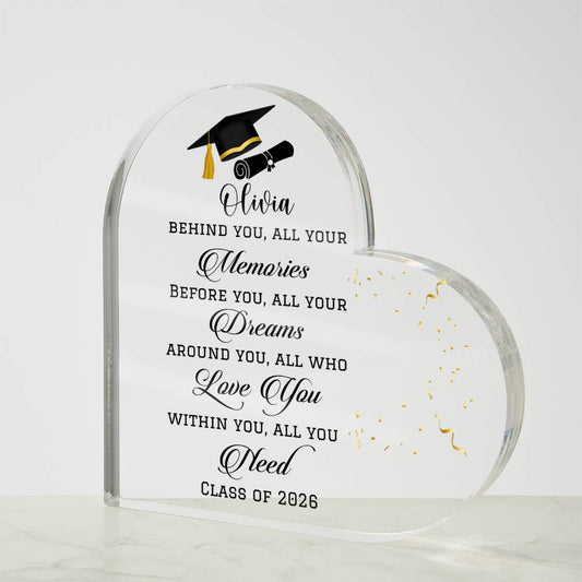 Class of 2026 Graduation Gift Acrylic Heart Plaque