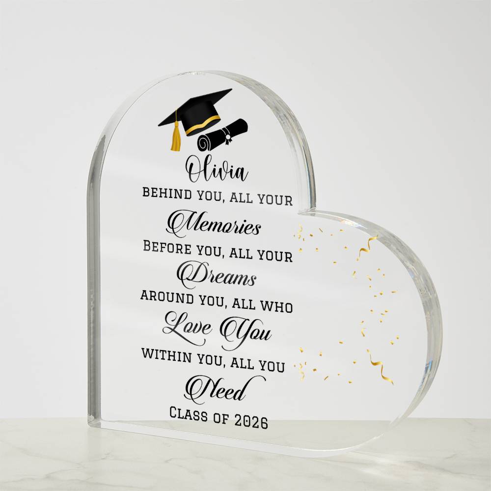 Class of 2026 Graduation Gift Acrylic Heart Plaque